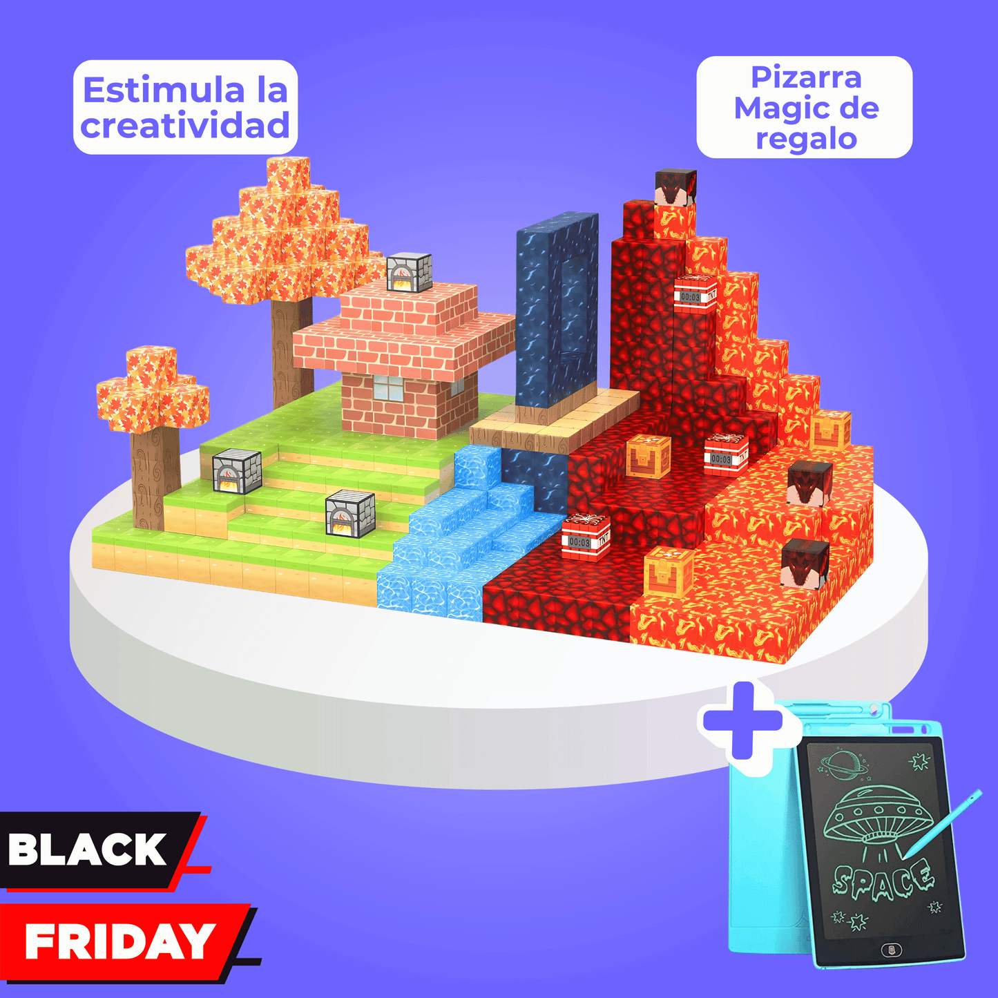 Set de Bloques magnéticos + Pizarra Magic Interactiva de regalo