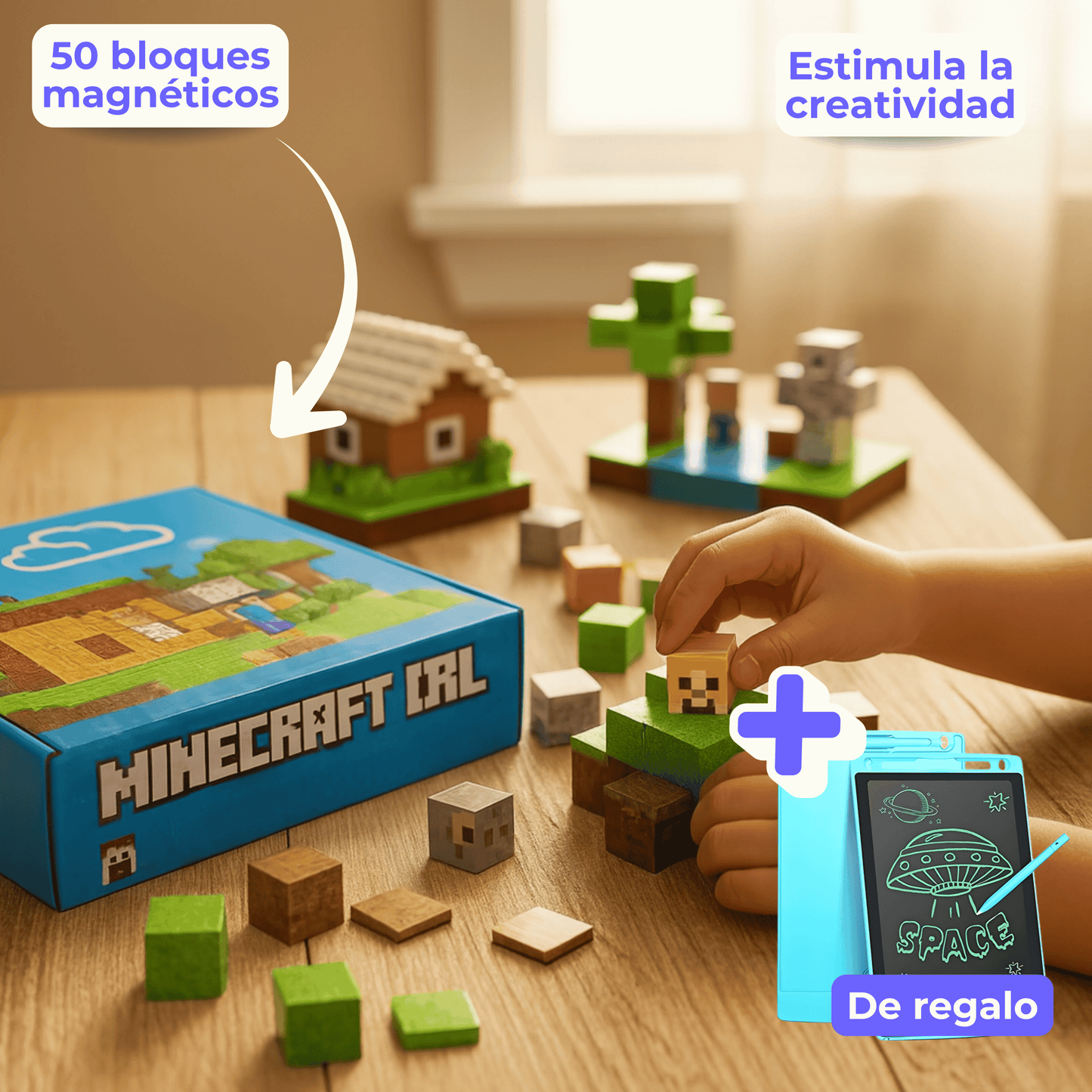 Set de Bloques magnéticos + Pizarra Magic Interactiva de regalo