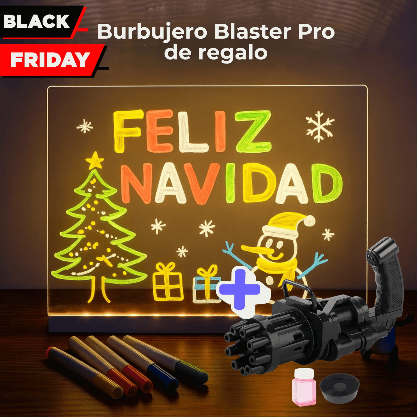 Pizarra Glowy - Dale vida a tus dibujos + Burbujero Blaster Pro de regalo