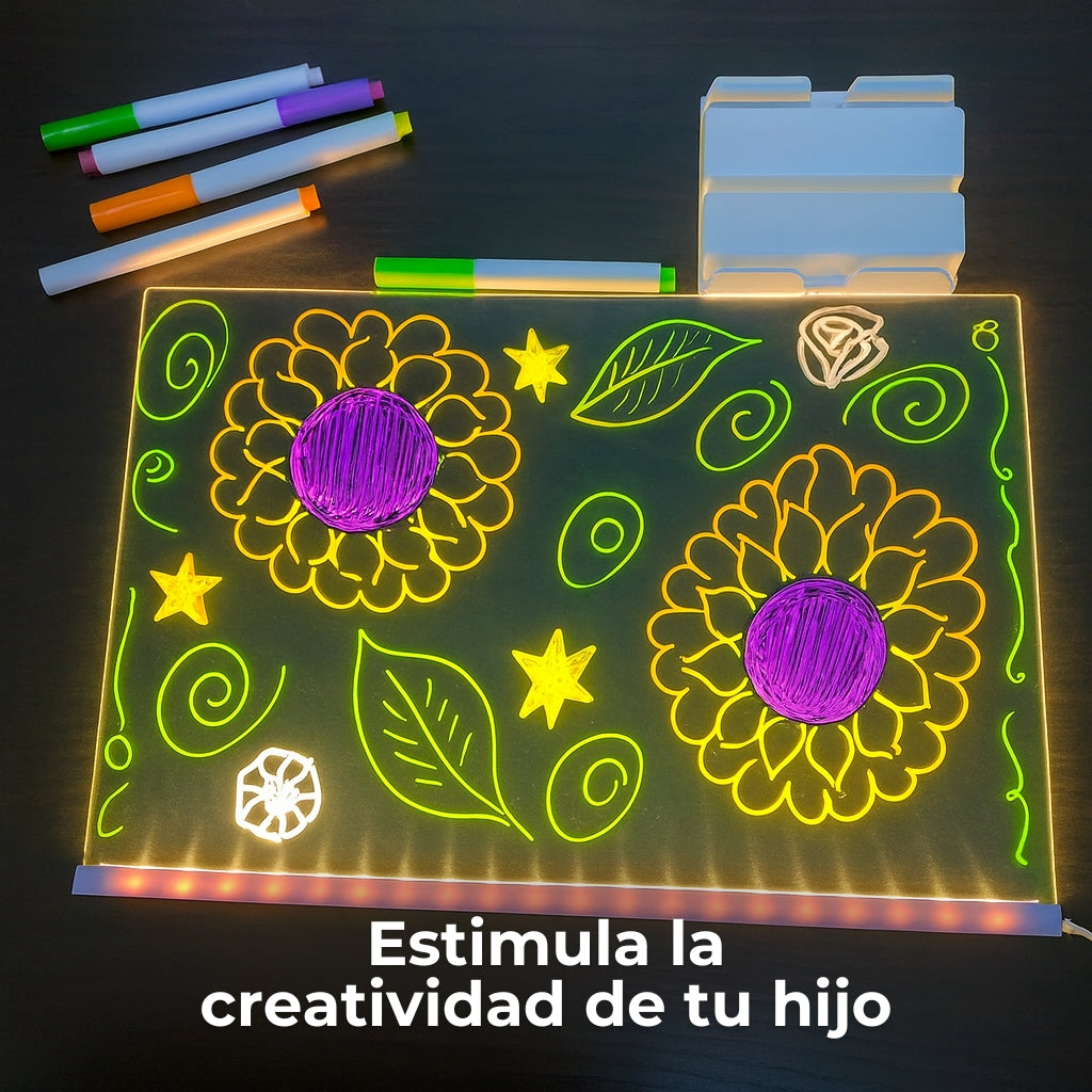 Pizarra Glowy - Dale vida a tus dibujos + Burbujero Blaster Pro de regalo